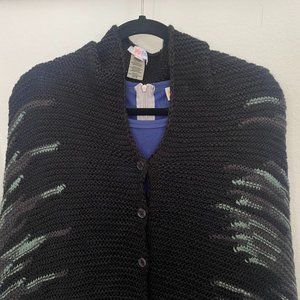 LuLaRoe Black Mimi Sweater Knit Poncho ~ Button Closure ~ Fall Season
